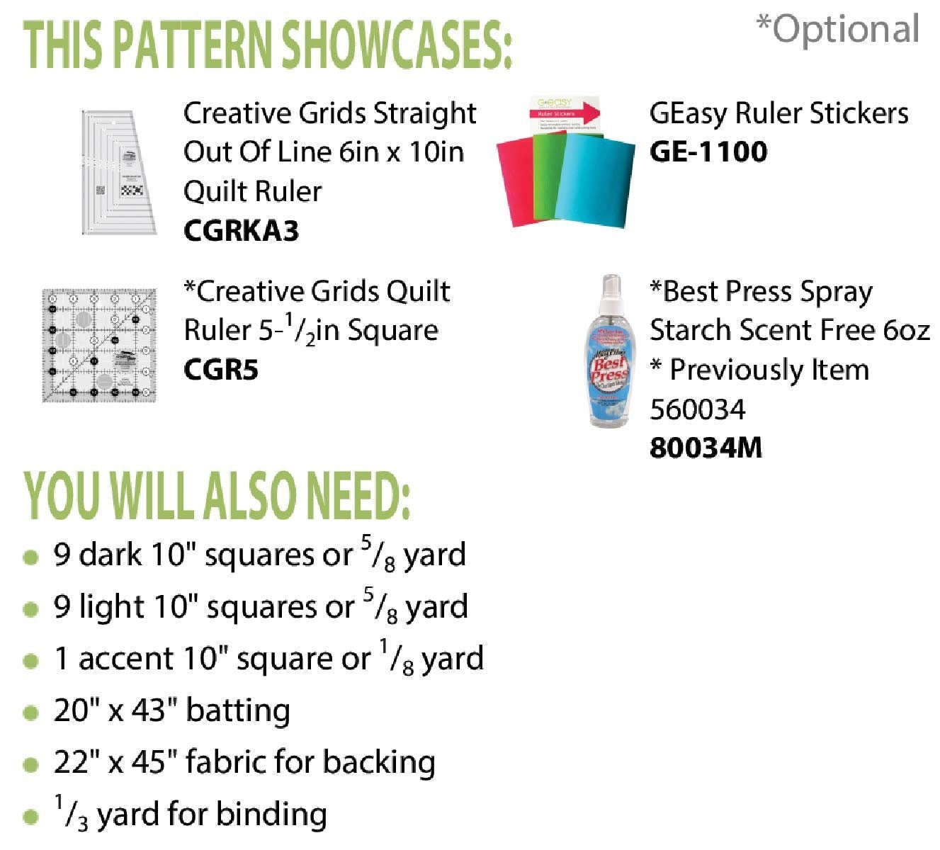 LAST CALL Medora Table Runner Pattern, Cut Loose Press CLPJBL001, Creative Grids Cgrka3, Straight Out of Line Ruler, Table Quilt Pattern