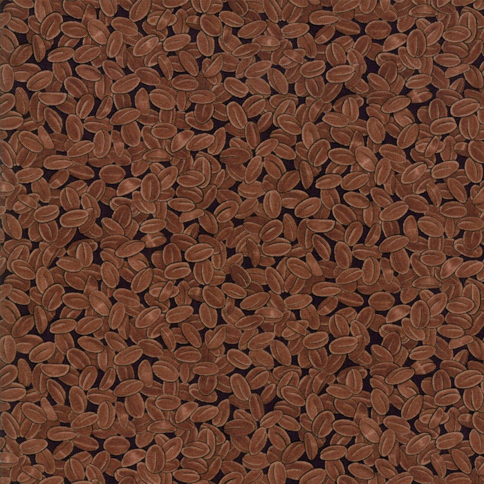 DESTASH Brew Charm Pack, Moda 19850PP, 5" Precut Brown Black Tan Taupe Coffee Themed Fabric Squares, Deb Strain