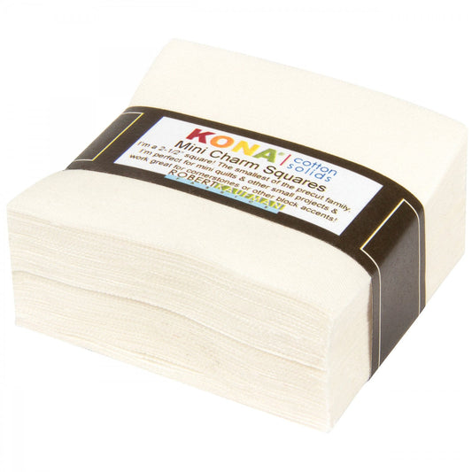 Kona Cotton - Snow Mini Charms, Robert Kaufman MCH-106-84, 2.5" Solid Ivory Precut Fabric Squares