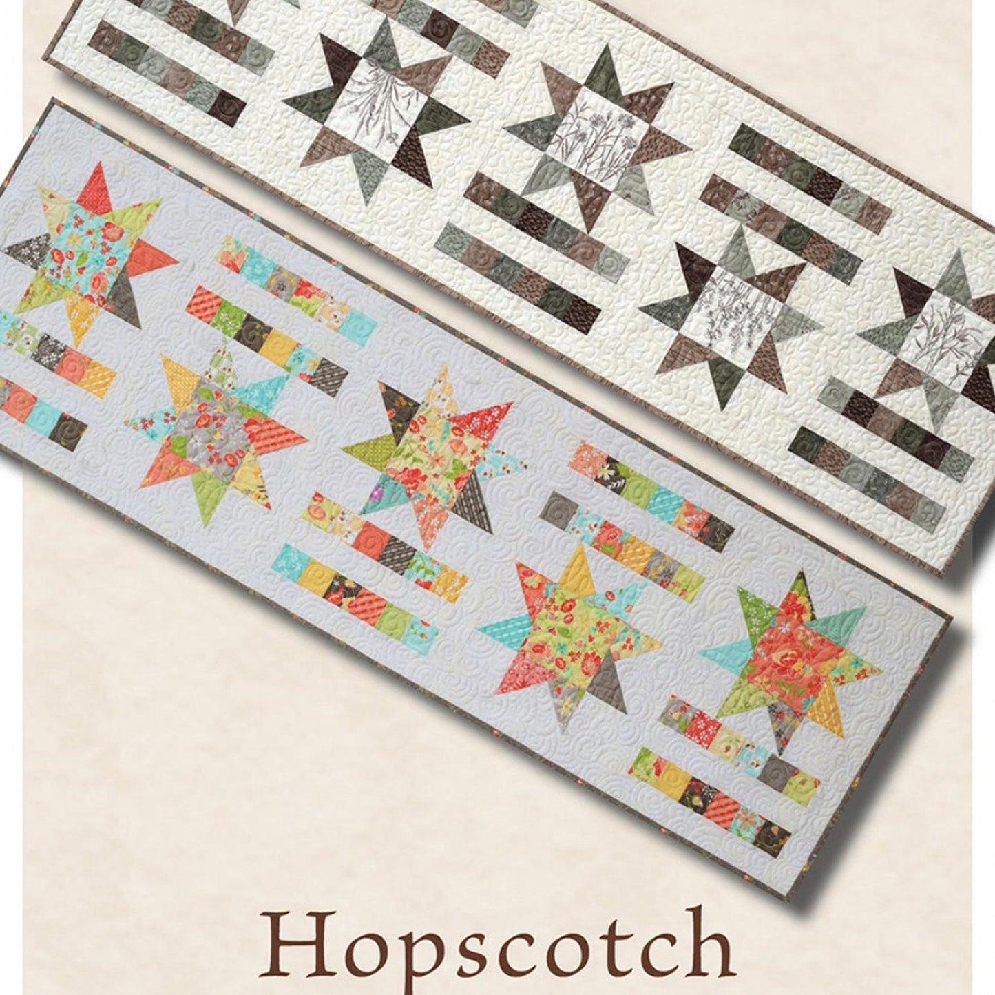Hopscotch Table Runner Quilt Pattern, Antler Quilt Design AQD0119, Charm Pack Friendly Sawtooth Stars Table Runner Quilt Pattern, Doug Leko