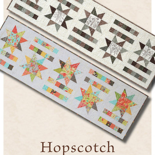 Hopscotch Table Runner Quilt Pattern, Antler Quilt Design AQD0119, Charm Pack Friendly Sawtooth Stars Table Runner Quilt Pattern, Doug Leko
