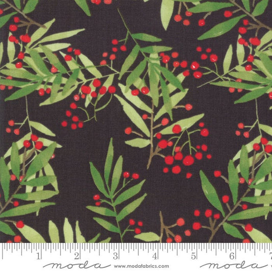 Splendid - Christmas Berries on Charcoal Fabric, Moda 48652 18, Christmas Xmas Berry Fabric, Robin Pickens, By the Yard