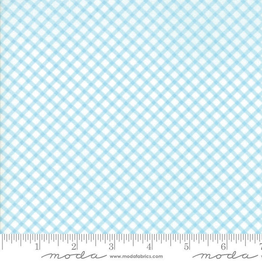 Good Tidings - Blue White Gingham Fabric, Moda 18665 12 Blue Ice, Aqua Blue Petite Gingham Fabric, Brenda Riddle