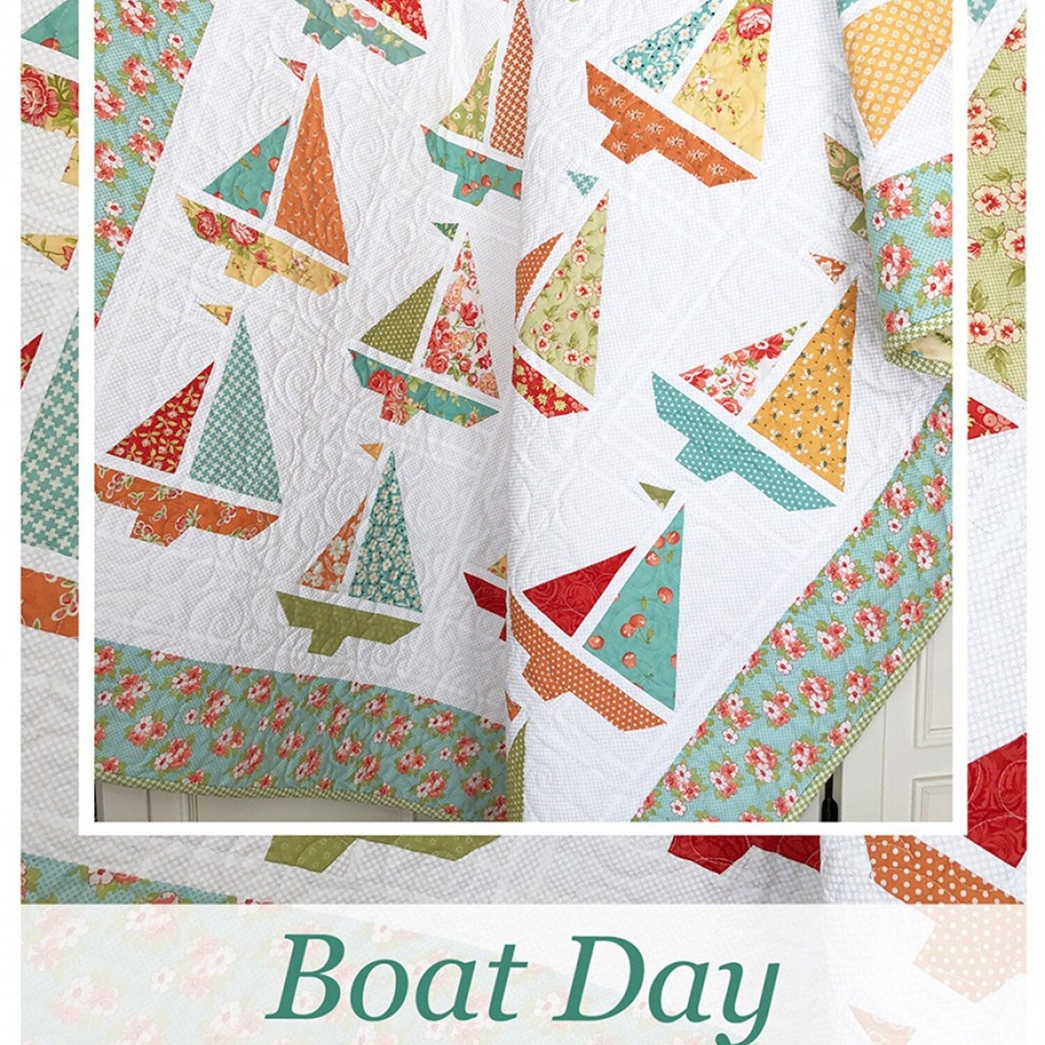 Boat Day Quilt Pattern, The Pattern Basket TPB 1906, Fat Eighths Friendly Nautical Sailboat Lap Quilt Pattern