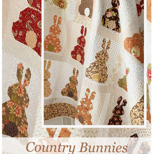 Country Bunnies Quilt Pattern, The Pattern Basket TPB 1809, Fat Quarter Friendly, Easter Nursery Baby Quilt Pattern, Bunny Rabbit Quilt