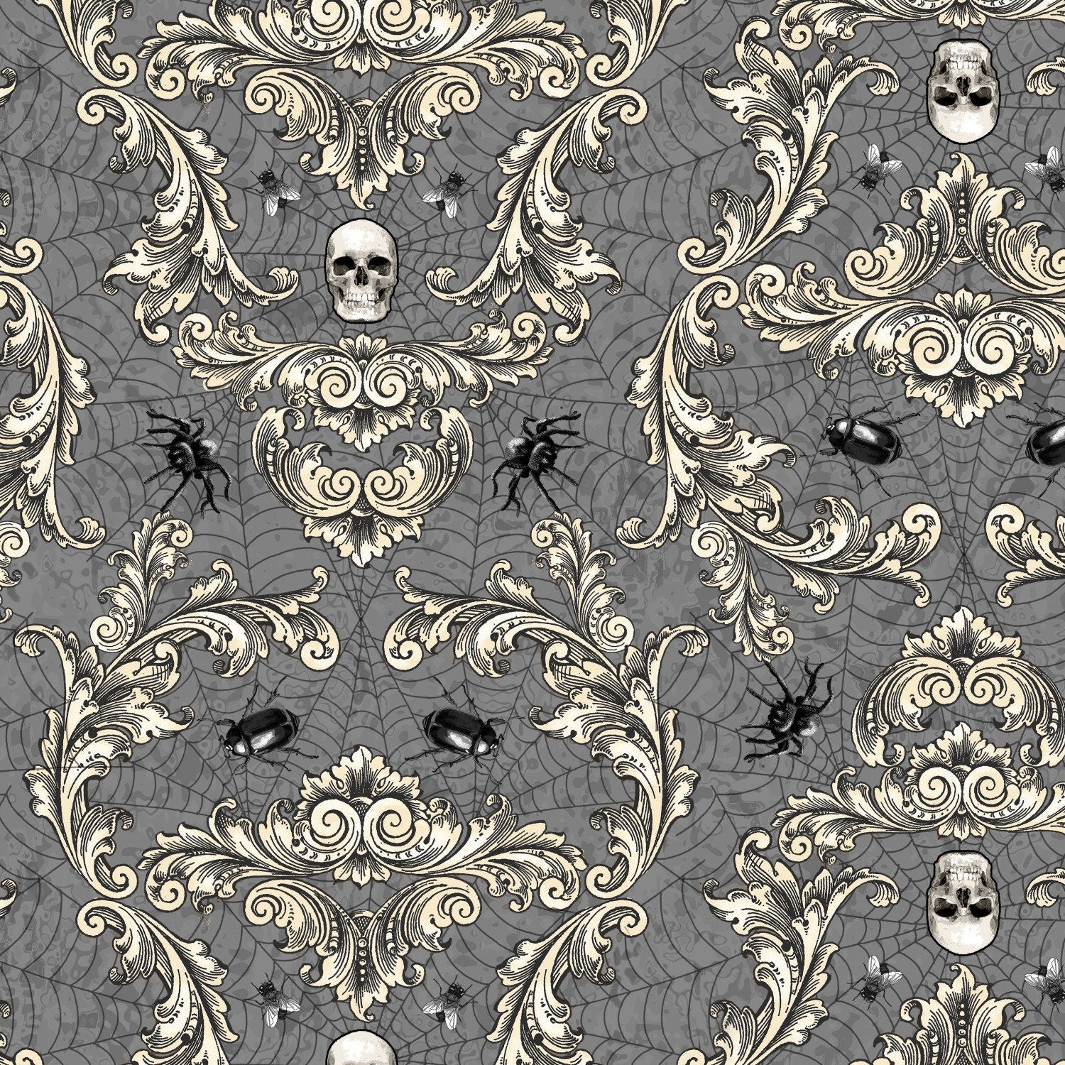 DESTASH Gone Batty 5 Karat Crystals, Wilmington Q508-565-508, Precut 5" Halloween Charm Pack Fabric Squares