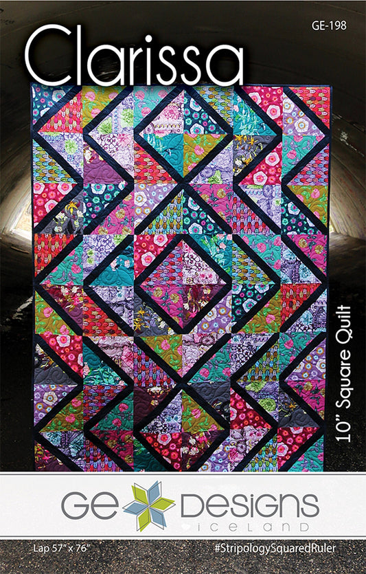 Clarissa Quilt Pattern, GE Designs GE198, Layer Cake Friendly Stripology Squared Ruler Pattern