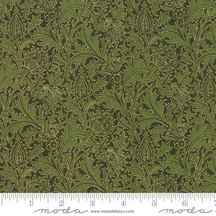 Morris Holiday Metallic - 3 Yard Cut of 108" Pine Green Gold Quilt Back Fabric,Moda 11144 18M, Elegant Green Tonal Xmas Wide Backing Fabric