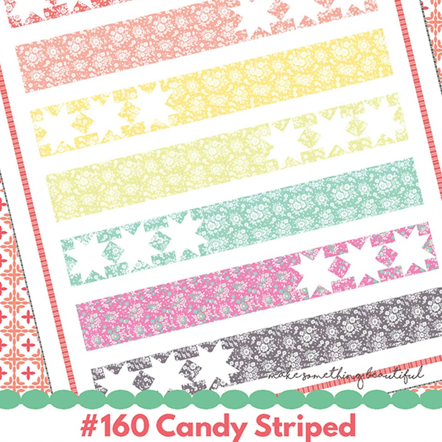 LAST CALL - Candy Striped Quilt Pattern, Coriander Quilts CQ 160 , Patterns for Yardage, Modern Star Quilt, Corey Yoder