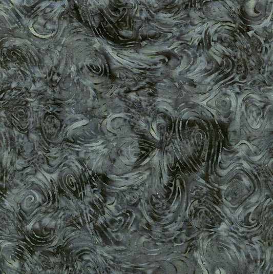 Charcoal Marble Batik Fabric, Island Batik BE24-E2, One 1 Yard Cut Bty, Charcoal Gray Batik Blender