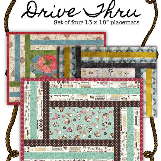 Drive Thru Quilted Place Mats Pattern, Miss Winnie Designs MWD464, Quick and Easy Placemats Pattern, Quilted Table Decor