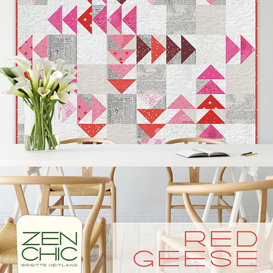 Red Geese Quilt Pattern, Zen Chic RGQP, Layer Cake Friendly Modern Flying Geese Quilt Pattern, Twisted Geese, Brigitte Heitland