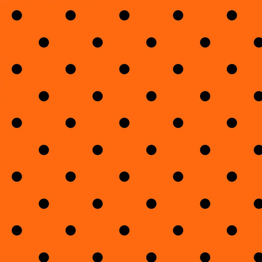 LAST CALL Black Polka Dots on Orange Fabric, David Textiles DT54158C7, Halloween Blender Fabric, By the Yard