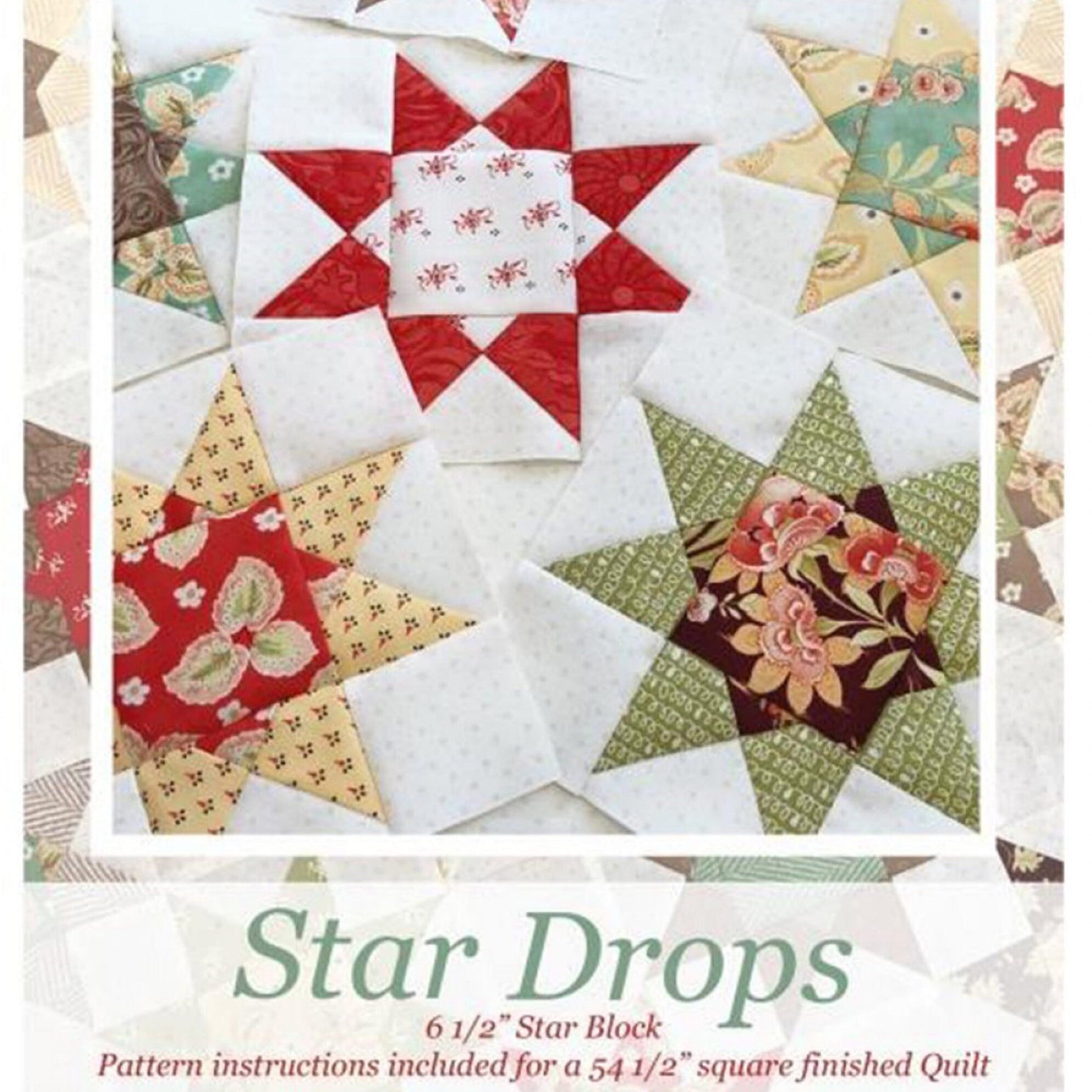 Star Drops Quilt BLOCK Pattern, The Pattern Basket TPB 1804, Layer Cake Friendly Star Block Pattern, Star Lap Quilt Pattern