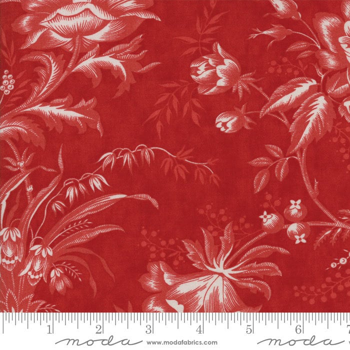 REMNANT 2 Yards 27" of 108" Snowberry - Berry Red White Floral Wide Quilt Back Fabric, Moda 11126 17, Red White Wide Backs, 3 Sisters