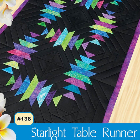 Starlight Table Runner Pattern, Pink Sand Beach Designs PSB138, Precut 2.5" Strips Jelly Roll Friendly Pineapple Table Quilt Pattern