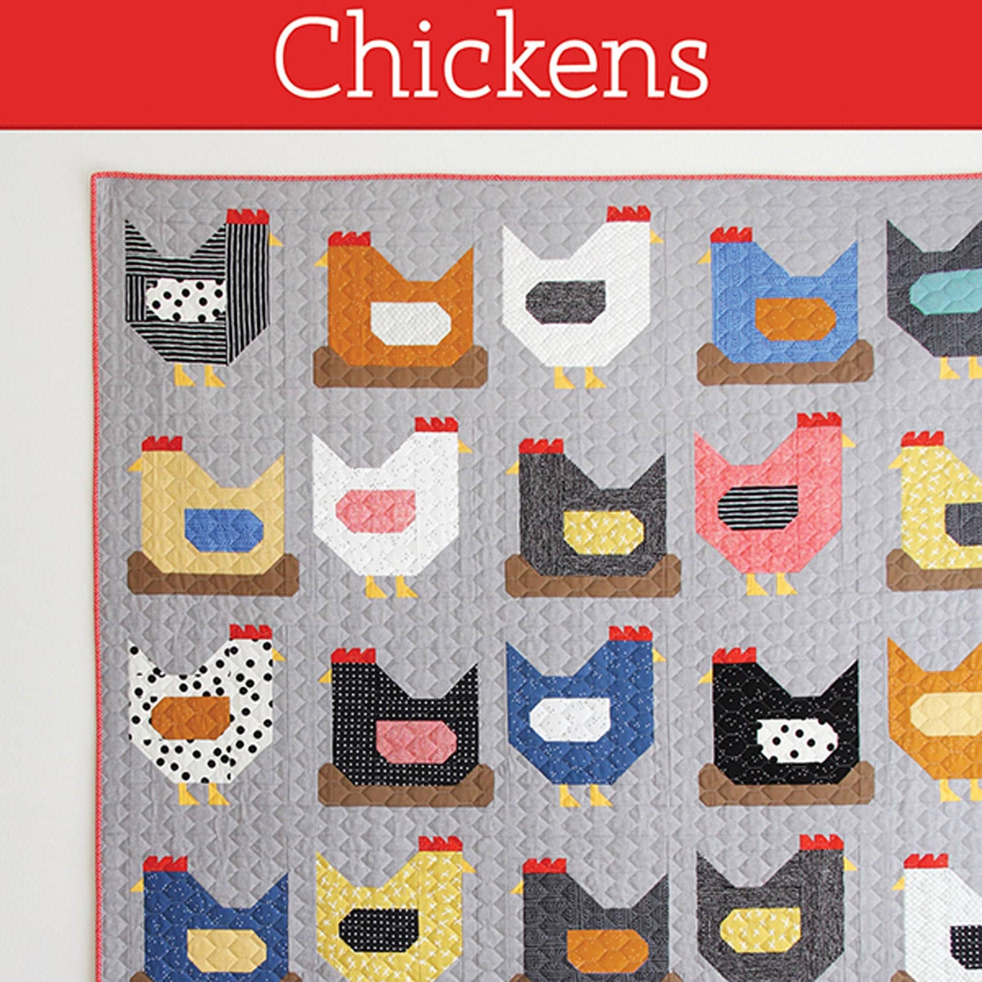 Chickens Quilt Pattern, Cluck Cluck Sew CCS185, Fat Quarter FQ Friendly Chicken Rooster Hen Throw Quilt Pattern