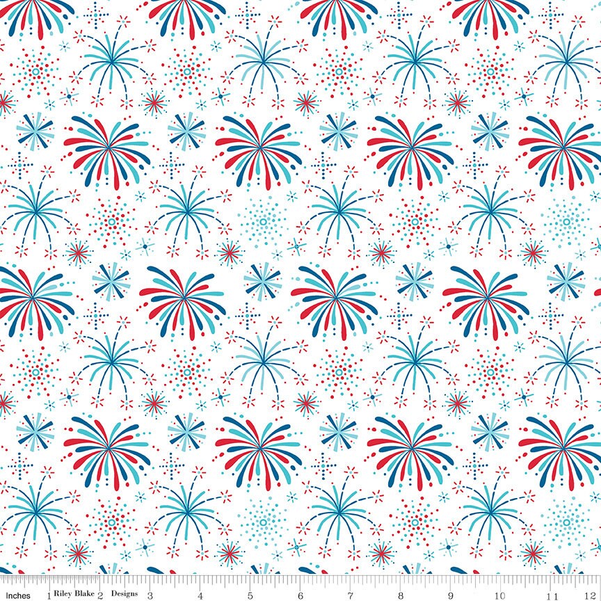 Fireworks and Freedom Rolie Polie, Riley Blake RP-9300-40, Precut 2.5" Patriotic Fabric Strips, QOV Fabric