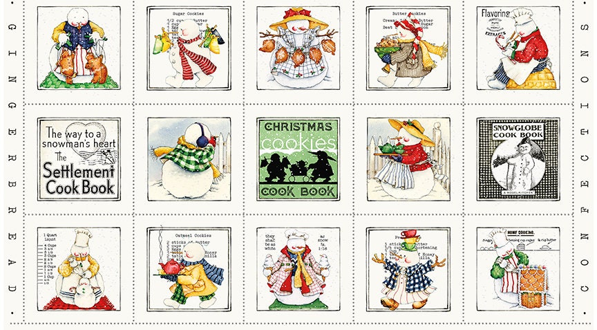 Snow Sweet 24" Christmas Snowmen OOP Fabric Panel, Riley Blake P9662-PANEL, Xmas Snow People Folk Quilt Panel, J Wecker Frisch