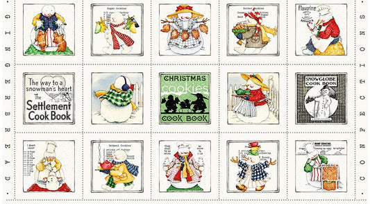 Snow Sweet 24" Christmas Snowmen OOP Fabric Panel, Riley Blake P9662-PANEL, Xmas Snow People Folk Quilt Panel, J Wecker Frisch