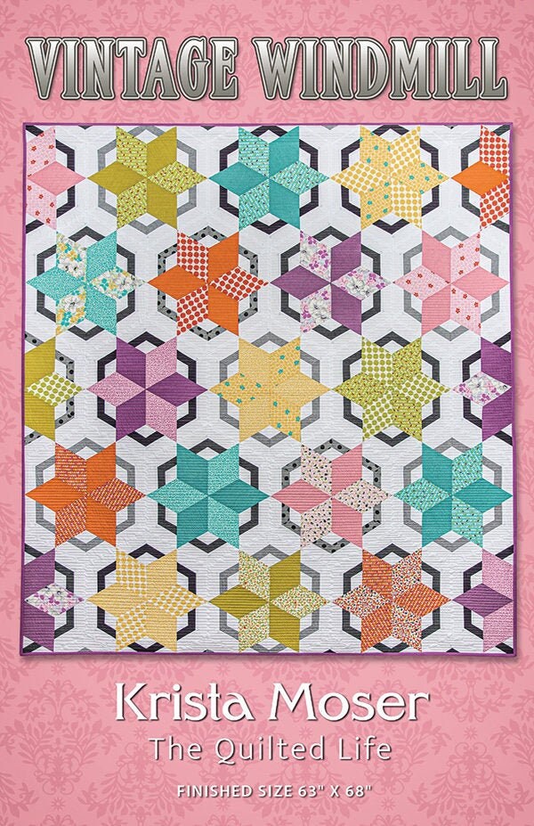 Vintage Windmill Quilt Pattern, The Quilted Life TQL10020, Fat Quarter Friendly Star Pattern, Creative Grids Diamond Mini Ruler CGR60DIAMINI