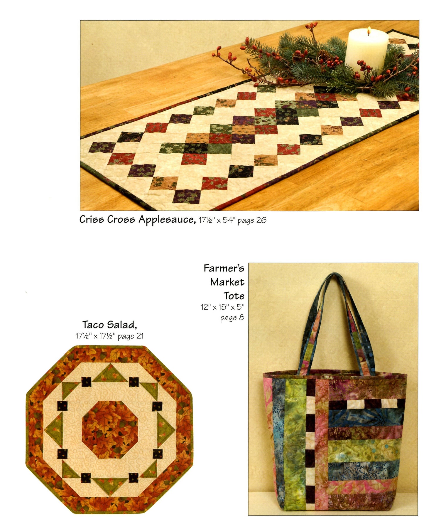 Let's Do Lunch Quilt Pattern Book, Atkinson Designs ATK606, Table Runner Place Mats Patterns, Project Book, Tote Bag Pattern