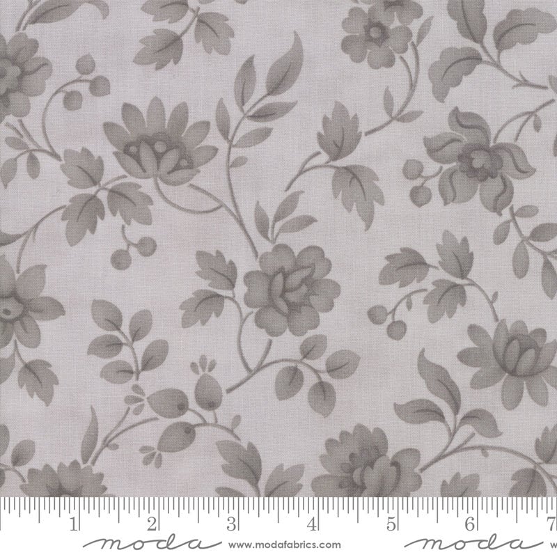 REMNANT 2 Yards 9" of 108" Daybreak - Gray Floral Wide Back Quilt Fabric, Moda 11170 24, Daybreak Silver Morning Glory Cotton Sateen