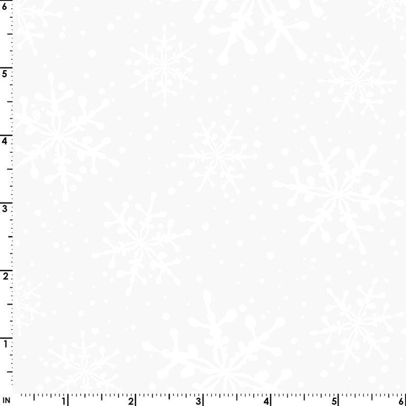 Solitaire Whites - White on White Snowflake Fabric, Maywood Studio MAS16007-UW, Solitaires Ultra White Snowflakes Fabric, By the Yard