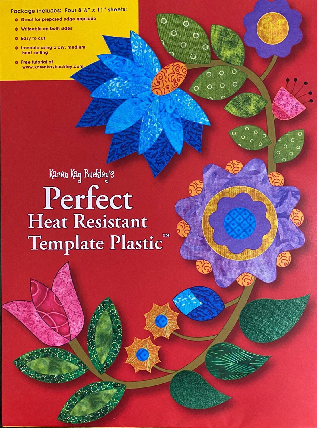 Perfect Heat Resistant Template Plastic, Karen Kay Buckley KKB029, 8.5" x 11" Sheets, Non-Gridded Plain DIY Pattern Template, Quilting Tool
