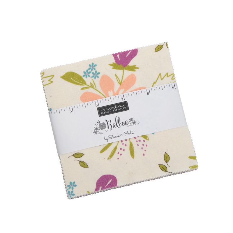 Balboa Charm Pack OOP, Moda 37590PP, 5" Precut Fabric Squares, Floral Charm Pack, Modern Floral Fabric, Sherri and Chelsi