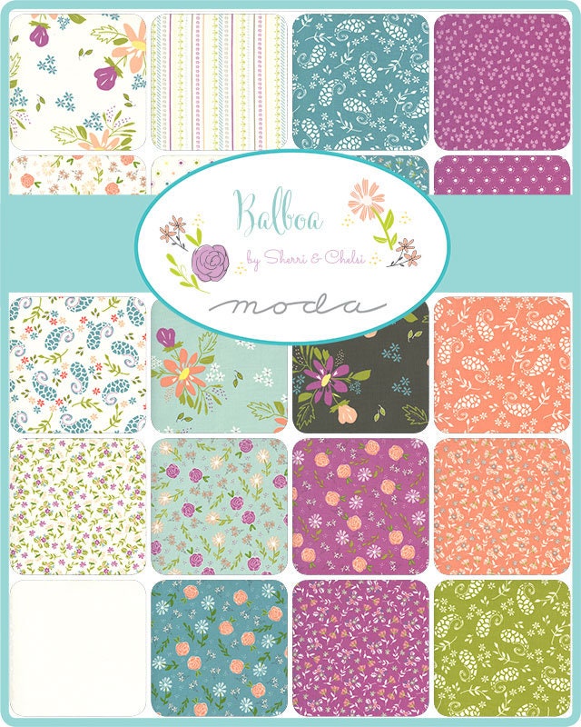 Balboa Charm Pack OOP, Moda 37590PP, 5" Precut Fabric Squares, Floral Charm Pack, Modern Floral Fabric, Sherri and Chelsi