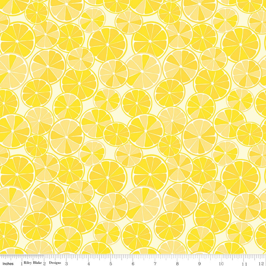 Grove 5" Stacker, Riley Blake 5-10140-42, 5" Precut Citrus Fruit Themed Fabric Squares Charm Pack, Jillily Studio