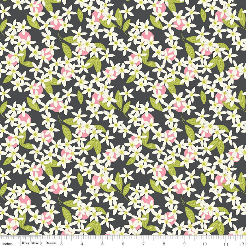 Grove 5" Stacker, Riley Blake 5-10140-42, 5" Precut Citrus Fruit Themed Fabric Squares Charm Pack, Jillily Studio