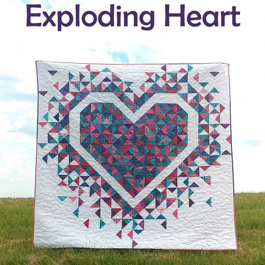 Exploding Heart Quilt Pattern, Slice of Pi Quilts SPQ332, Fat Quarter Friendly Valentine's Day Quilt Decor, Wedding Quilt, Laura Piland