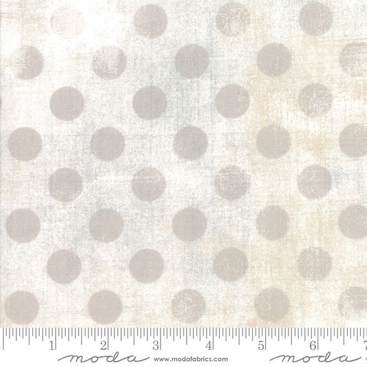 REMNANT 2 Yards 16" of 108" Grunge Hits the Spot-White Paper Wide Quilt Back Fabric, Moda 11131 11, Cream Taupe Polka Dot Wide Quilt Backing