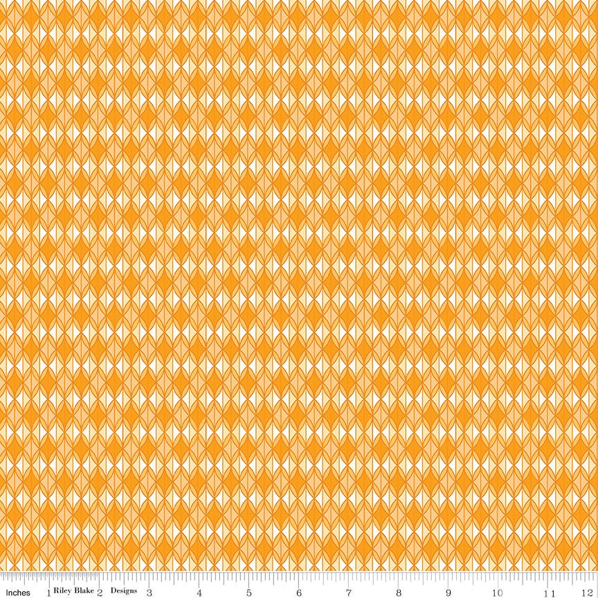 REMNANT 29" of Grove - Rows Orange White Geometric Fabric, Riley Blake C10144-ORANGE, Orange Blender Fabric, Jillily Studio