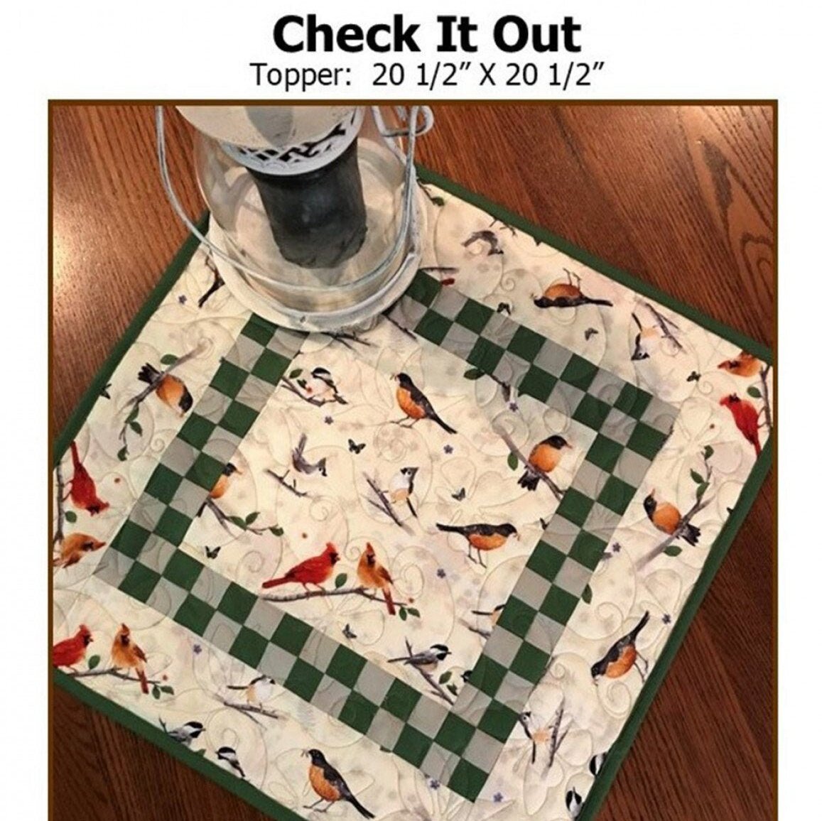 Check It Out Quilted Table Topper Pattern, Creek Side Stitches CSS336, Yardage Friendly, Square Table Quilt Pattern, Table Quilt