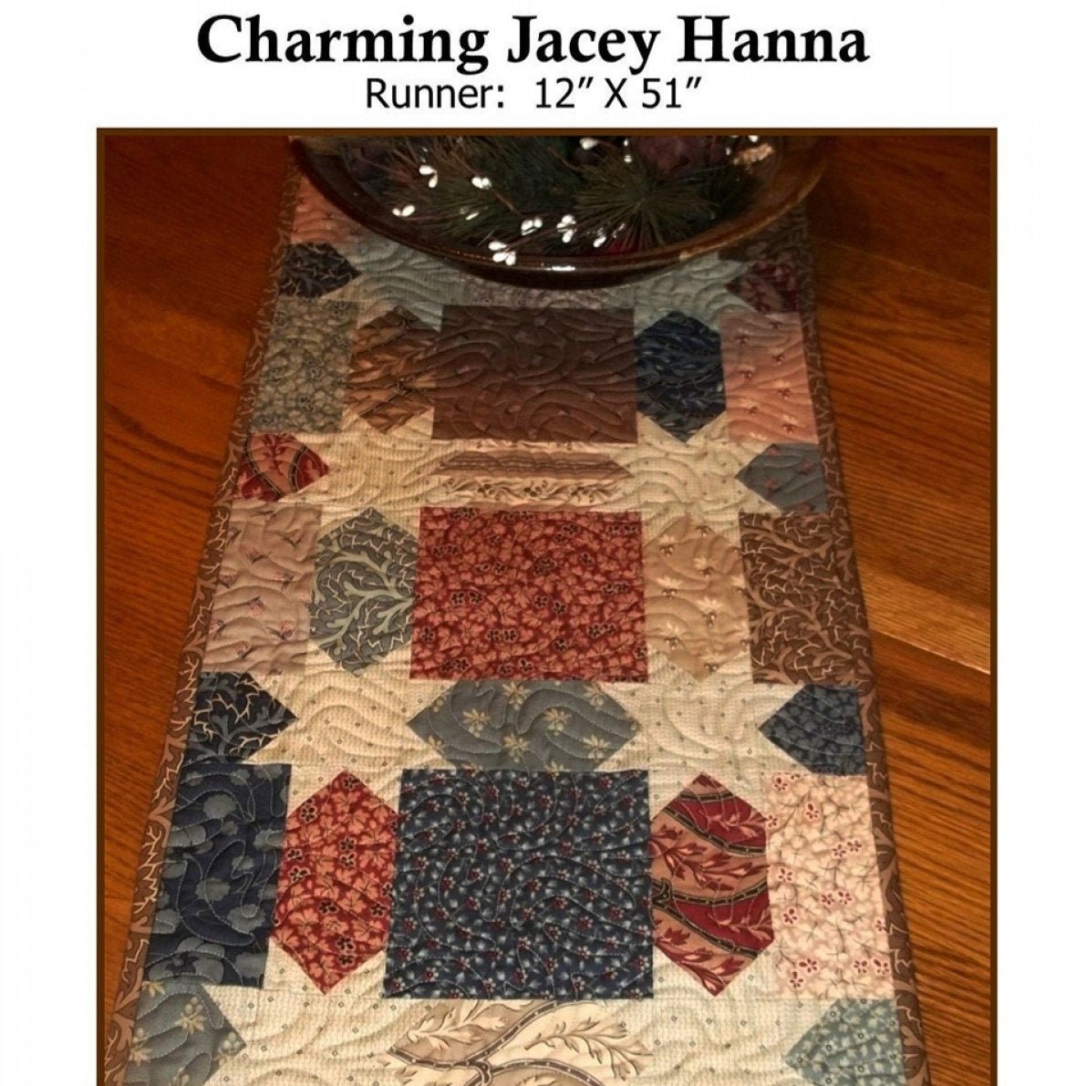 Charming Jacey Hanna Table Runner Pattern, Creek Side Stitches CSS182, Charm Pack Friendly, Easy Quilted Star Table Runner Pattern