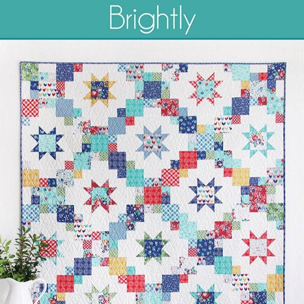 Brightly Quilt Pattern, Cluck Cluck Sew CCS193, Layer Cake or Fat Quarter FQ Friendly, Modern Star Throw Quilt
