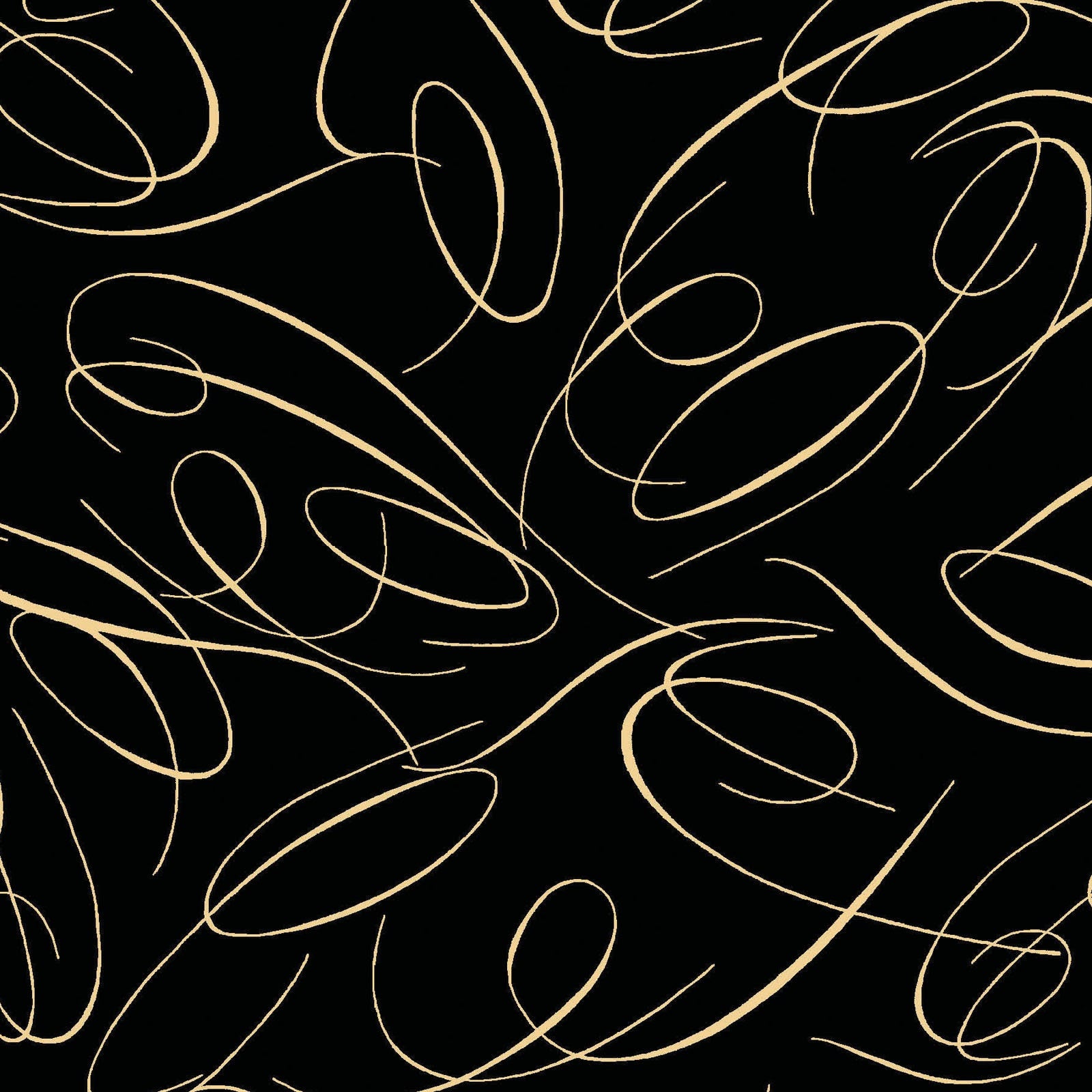 REMNANT 1 Yard 4" of Glad Tidings - Graceful Ribbons Jet Black and Gold Fabric, Maywood Studio MASM9827-J, Gold Metallic Swirls Fabric