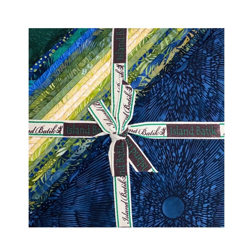 Citrus Sun Stack, Island Batik, 10" Precut Blue Green Yellow Batik Layer Cake Fabric Squares