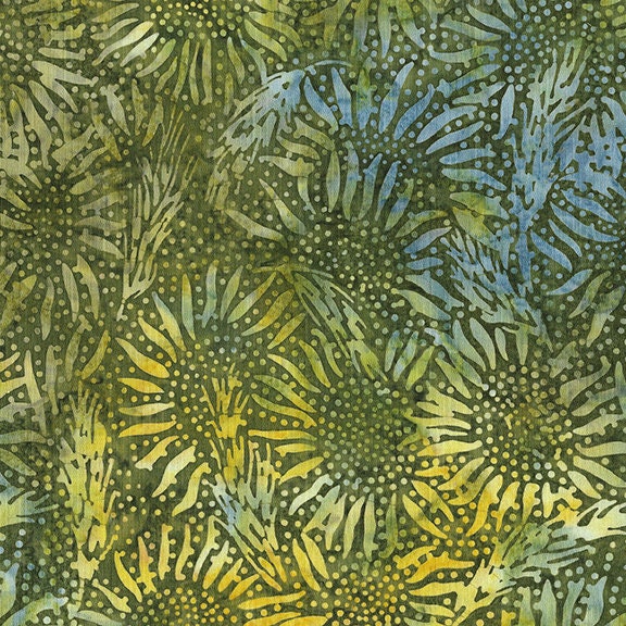 Citrus Sun Stack, Island Batik, 10" Precut Blue Green Yellow Batik Layer Cake Fabric Squares
