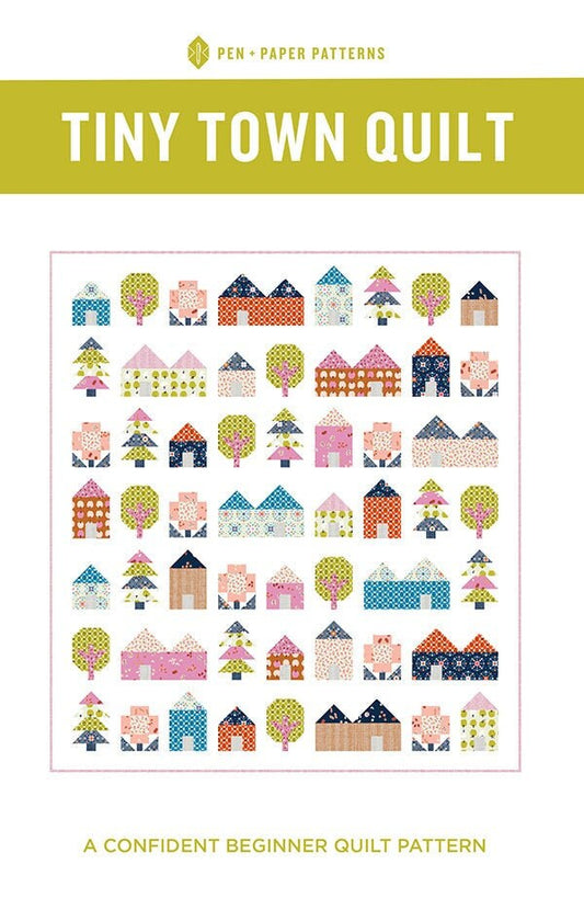 Tiny Town Quilt Pattern, Pen and Paper Patterns PPP17, FQ Fat Quarter Friendly House Community Throw Quilt Pattern