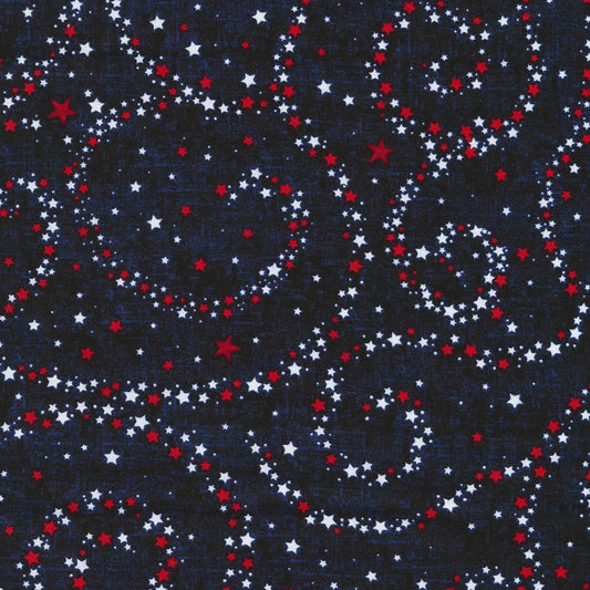 Patriotic 108" 3-Yard Cut of Red White Stars Swirling on Navy Blue Wide Quilt Back Fabric, Timeless Treasures XUSA-CD6309 Navy, QOV FOH