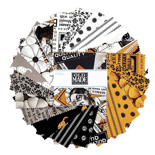 LAST CALL Old Made Halloween 5" Stacker Charm Pack Fabric, Riley Blake 5-10590-42, 5" Precut Quilt Fabric Squares, J Wecker Frisch