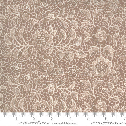 Boudoir - Roebuck Taupe Cream Lace Look Floral Fabric, Moda 30652 17, Lace Lacey Look Fabric, BasicGrey Boudoir Fabric Yardage, By the Yard