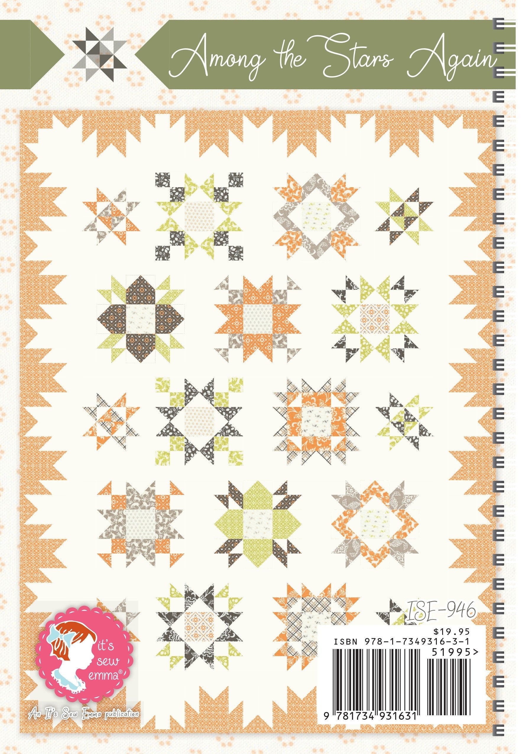 Among the Stars Again Quilt Pattern Book, ISE-946, Fat Quarter Friendly, Star Sampler BOM Quilt Pattern, It's Sew Emma