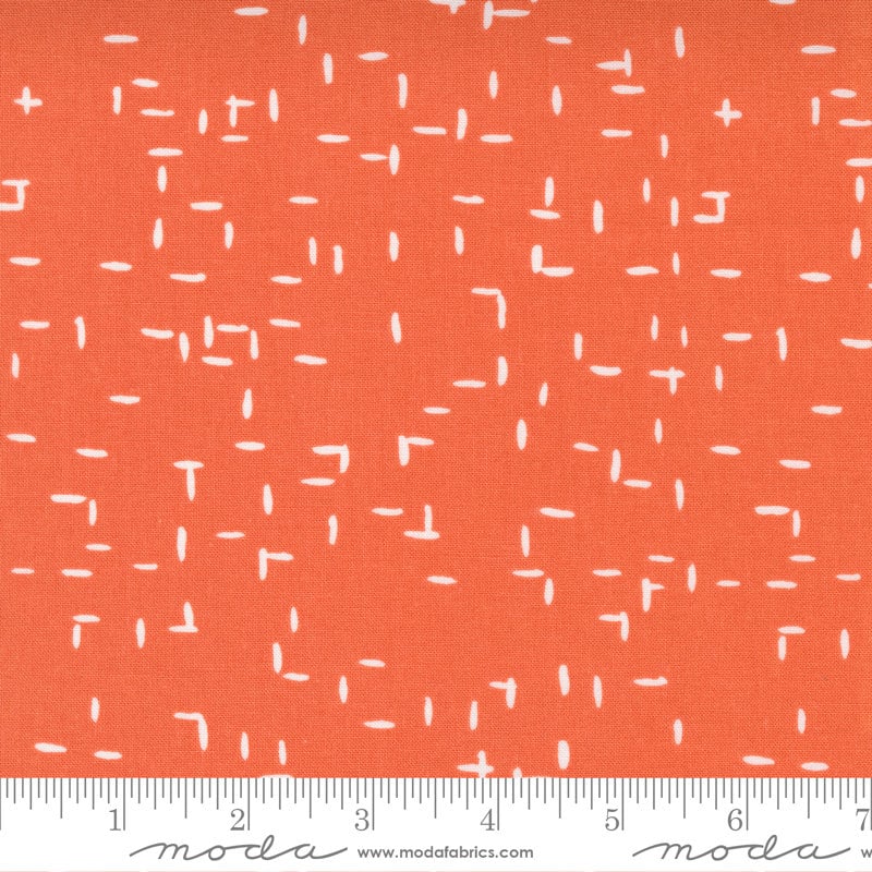 LAST CALL - Orange White Abstract Blender Fabric, Moda 48324 15, Words to Live By Clementine Quilt Fabric, Gingiber, By the Yard