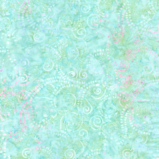 Mint Green Pink Purple Batik Fabric, Tonga-B7909 Surf, Timeless Treasures Fantasy, Tonga Batiks Yardage, By the Yard