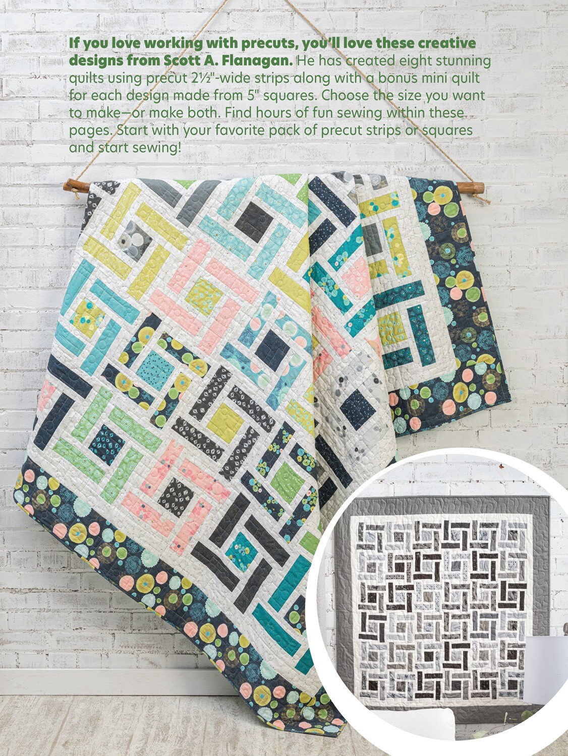 Charming Jelly Roll Quilts Pattern Book, Annie's Quilting 141482, Jelly roll and Charm Pack Pattern Book, 8 Projects